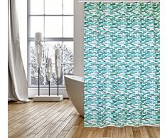 Cotexsa by MSV Premium Anti-Schimmel Textil Duschvorhang - Anti-Bakteriell, waschbar, 100% wasserdicht, mit 12 Duschvorhangringen - Polyester, âLoftâ TÃ¼rkis, WeiÃ 180x200cm â Made in Spain