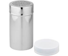 FACKELMANN Feinstreuer, Puderzucker-/Kakaostreuer aus Edelstahl, Gewürzstreuer mit Deckel (Farbe: Silber/Weiß), Menge: 1 Stück