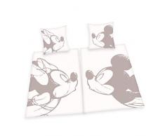 Herding DISNEY MICKEY & MINNIE Partnerbettwäsche-Set, Wendemotiv, 2 x Bettbezug 135 x 200 cm, 2 x Kopfkissenbezug 80 x 80 cm, Baumwolle/Linon