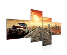 Bilder Auto Route 66 Wandbild 200 x 100 cm Vlies - Leinwand Bild XXL Format Wandbilder Wohnzimmer Wohnung Deko Kunstdrucke Orang 4 Teilig - MADE IN GERMANY - Fertig zum Aufhängen 600341a
