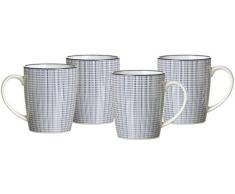 Ritzenhoff & Breker Kaffeebecher-Set Royal Makoto, 4-teilig, 350 ml, Porzellangeschirr, Blau-WeiÃ
