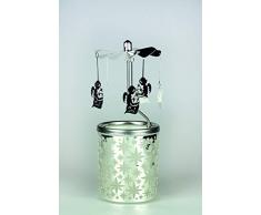 Kerzenfarm Hahn Glaskarussell Teelichthalter Windlicht 84349 Motiv STERNTALER Größe 16 x 6 x 6 cm Glaskarussel, Glas, Silber, 6 cm