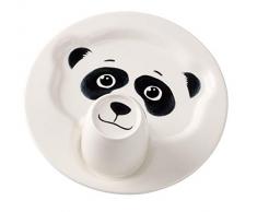 Villeroy & Boch Animal Friends Tafelservice für Kinder mit Panda-Motiv, 2-teilig, Premium Porzellan, Weiß/Schwarz