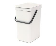 Brabantia 109782 Abfallbehälter Sort & Go, 12 L Abfalleimer, Plastik, weiÃ, 49 x 20 x 36.5 cm