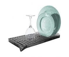 iDesign Austin Geschirr Abtropfgestell, zweiteiliges Abtropfgitter aus Kunststoff mit Ablauf für Spüle oder Arbeitsplatte, mattschwarz/dunkelgrau