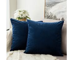 MIULEE Kissenbezüge, Samt, weich, dekorativ, quadratisch, für Sofa, Schlafzimmer, Auto 16x16 dunkelblau