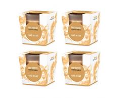 pajoma Duftkerze 4er Set, Cafe au Lait, im satinierten Glas, 4x 124 g, Brenndauer: 25 Stunden, in edler Geschenkverpackung