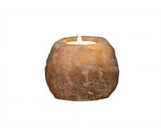 HIMALAYA SALT DREAMS - Salzkristall Teelichthalter Rock, Grey Line, ca. 400 g