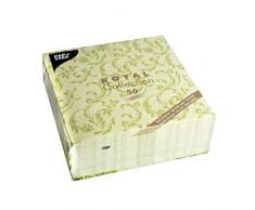 Papstar, 50 Servietten ROYAL Collection 1/4-Falz 40 cm x 40 cm olivgrün Damascato, #85001