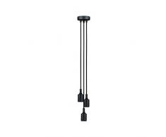 Paulmann 50343 Vintage-Pendel 3-fach mit E27-Fassung und Stoffkabel Deckenleuchte Schwarz ohne Leuchtmittel max. 20W