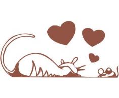 INDIGOS 4250380592084 Wandtattoo w049 Katze und Maus 120 x 58 cm, braun
