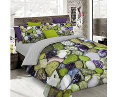 Italian Bed Linen Bettwäsche mit Digitaldruck, Gesamt-Abdeckung auf Bettbezug und Kissenbezügen, Doppelbettgröße, 100% Baumwolle 250x200x1 cm Multicolore (Sec20)
