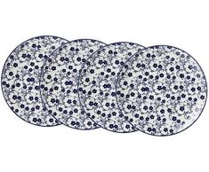 Ritzenhoff & Breker Kuchen- und Frühstücksteller-Set Royal Sakura, 4-teilig, 21,5 cm Durchmesser, Porzellangeschirr, Blau-Weiß
