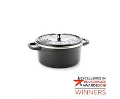 GreenPan Featherweights Dutch-Oven Kochtopf 22-cm Ø mit Keramik-Beschichtung sehr leicht für Gas Elektro Induktion Backofen-geeignet inklusive Glas-Deckel Spülmaschinen-Fest