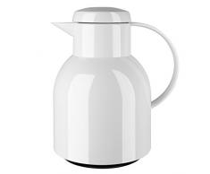 Emsa 504229 Samba Isolierkanne (1 Liter, Quick Press Verschluss, 12h heiß, 24h kalt) weiß glänzend