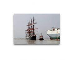 Premium Textil-Leinwand 45 x 30 cm Quer-Format Viermastbark Sedov läuft in den Emder Hafen ein | Wandbild, HD-Bild auf Keilrahmen, Fertigbild auf hochwertigem Vlies, Leinwanddruck von Rolf Pötsch