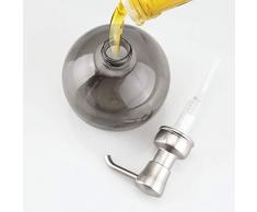 iDesign Hamilton Seifenspender aus Glas, für Küche oder Bad - Smokefarben/Gebürstet, Grau