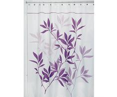 iDesign Leaves Duschvorhang | Designer Duschvorhang in der Größe 180,0 cm x 200,0 cm | schickes Duschvorhang Motiv mit Blättern | Polyester violett
