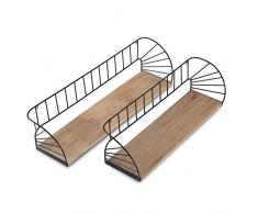 Madeleine Home Sanri Schwebendes Regal, handgefertigt, mit schwarzem pulverbeschichtetem Metallrahmen und natürlichem Holz, zur Wandmontage, für Küche, Wohnzimmer, Schlafzimmer, Büro