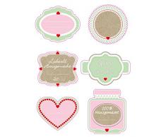 Dr. Oetker 3222 Etiketten, Papier, rosa / grÃ¼n / braun / weiÃ / rot, 16 x 12 x 0,1 cm, 24 Einheiten