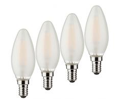 MÜLLER-LICHT 4er-SET Retro-LED Lampe Kerzenform ersetzt 15 W, Glas, E14, 1.5 W, weiß, 1,5W, 4 Stück