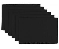 DII Tischset, 100% Baumwolle, gerippt 6er-Set Placemat Set schwarz