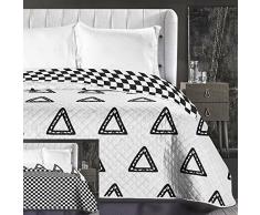 DecoKing 86186 Tagesdecke 220 x 240 cm schwarz weiß Bettüberwurf zweiseitig pflegeleicht geometrisches Muster Black White Hypnosis Collection Triumph