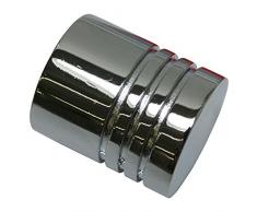 GARDINIA Endknöpfe für Gardinenstangen, 2 x Endstück Zylinder, Serie Chicago, Metall, Chrom, Durchmesser 20 mm