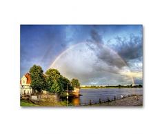 Premium Textil-Leinwand 90 x 60 cm Quer-Format Zollenspieker FÃ¤hrhaus an der Elbe in Hamburg | Wandbild, HD-Bild auf Keilrahmen, Fertigbild auf hochwertigem Vlies, Leinwanddruck von Christian Ohde