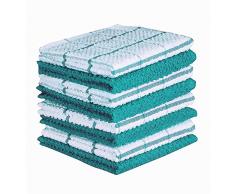 Amour Infini Frottee Geschirrtuch und Geschirrtücher, 100% Baumwolle, sehr saugfähig, maschinenwaschbar 12 x 12 Inches blaugrün