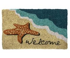 Entryways 931S Handgewebte Kokosfußmatte mit Seestern und Welcome-Schriftzug 45 x 75 cm