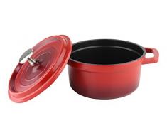 Commichef Aluguss, Kasserolle, rund, mit Deckel, rot, 16 cm Durchmesser, 1l
