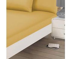 Brentfords Unifarbenes Spannbettlaken für Doppelbett, bügelfrei, Mikrofaser, Ocker/Gelb Senfgelb