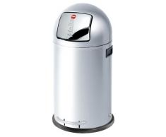 Hailo KickMaxx L, Mülleimer aus Edelstahl, 28 Liter, selbstschließende „Push“-Klappe, breite Fußreling, verzinkter Inneneimer, Tragegriffe, 0835-069