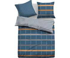 TOM TAILOR 0069920 Satin Bettwäsche Garnitur mit Kopfkissenbezug (Baumwolle) 1x 155x200 cm + 1x 80x80 cm, strahlendblau