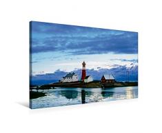 Calvendo Premium Textil-Leinwand 75 cm x 50 cm quer, Norwegen: Leuchtturm in Einer Hellen Sommernacht | Wandbild, Bild auf Keilrahmen, Fertigbild auf echter Leinwand, Leinwanddruck Natur Natur