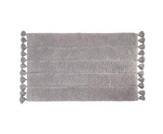 iDesign Tassel weicher Badteppich, rechteckiger Badvorleger aus Baumwolle, grau