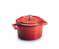 Pentole Agnelli COGHSRP10414R Kochgeschirr Slowcook Auflauf aus Gusseisen, 14 cm, 0,8 l, rot