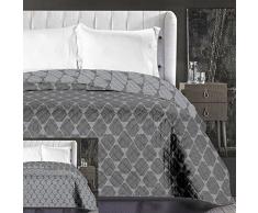 DecoKing 86759 Tagesdecke 220 x 240 cm Graphit grau Stahl anthrazit Bettüberwurf zweiseitig pflegeleicht geometrisches Muster Grey dimgray Steel Hypnosis Collection Rhombuses