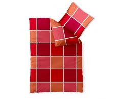 CelinaTex Harmony Bettwäsche 155 x 220 cm Mikrofaser Bettbezug Coco Kariert Rot Orange Weiß