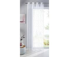 Gardine Ösen Schal Linie Weiß Vorhang Pompei Relief Stickerei Transparent Raffhalter 1er-Pack HxB 245x140 cm, 10000178