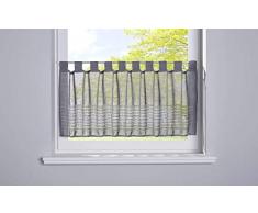 Scheibengardine Voile »Sanremo« Landhaus-Stil Querstreifen HxB 45x150 cm Grau Leinen Häkel Optik Netzstruktur Schlaufen, 20190341