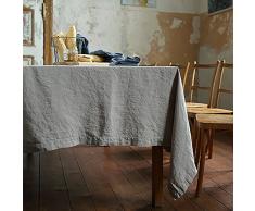 Linenme Küchentuch, 170 x 170 cm, 10-Teilig, Stone Washed Tischdecke, Aloe - 6,35, Leinen, Taupe, 170 x 250 cm