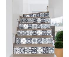 Aufkleber Treppe Fliesen | Sticker Selbstklebend contremarche kariert von Zement – Sticker contremarche Fliesen | Treppe kariert von Zement Klebeband – AZULEJOS – 15 x 105 cm – 6 Streifen