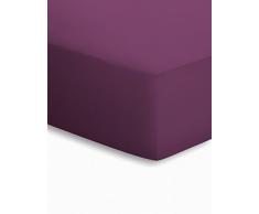 schlafgut Mako-Jersey Basic Spannbetttuch, Baumwolle, Beere, 200 x 200 cm