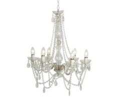 Hängeleuchte Starlight Clear 6-Arm, moderner Kronleuchter, kleine Pendelleuchte mit Fassungen im Kerzendesign, Lüster, Kunstkristalle (H/B/T) 70x55x55cm
