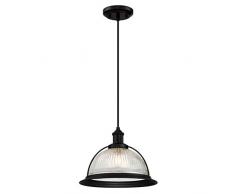 Westinghouse Lighting Einflammige Pendelleuchte, Ausführung matt Schwarzer mit klarem Riffelglas, Glas, 1 W, 30 x 30 x 153 cm