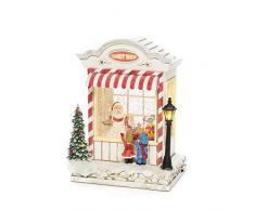 Konstsmide Snow Globe and Santa Scene, Water Filled/Indoor Use (IP20) / Optional Eight Song Music/Battery Operated: 3xC 1.5V (excl.) / Christmas Lantern 1 LED Schneekugel Candy Shop, Weiß