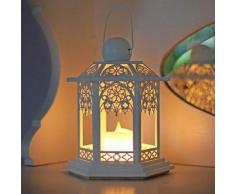 LED Holzlaterne weiß batteriebetr.270-14