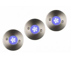 Lucide TRIO - Bodeneinbaustrahler Außen - Ø 6,5 cm - LED - 3x1,1W 5700K - IP67 - Chrom Matt - Set von 3